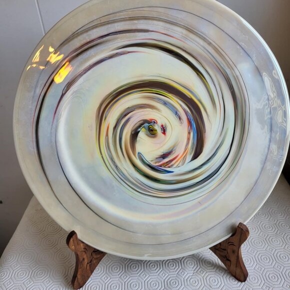 Vintage Italian Yalos Casa Murano 12" Plate Milleflori Swirl Art - Picture 1 of 7